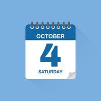 Day calendar with date October 4. Calendar icon. Event calendar reminder, business meeting schedule date sign, appointment date symbol, page calendar agenda planner sign, deadline template. vector
