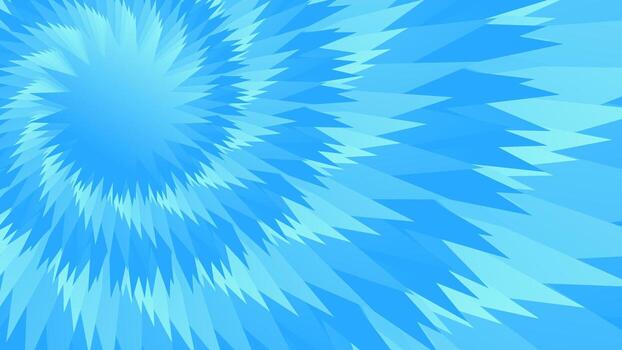 Abstract background featuring a sharp, spiky spiral pattern in varying shades of blue. This energetic design creates a sense of radiating motion and edgy texture vector