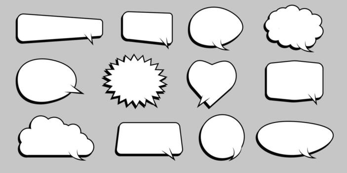 Speech bubbles different shapes for text, chat, message element. vector