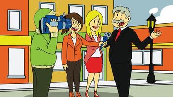 reporter interviewing a celebrity outdoors vector