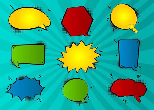 Set of speech bubbles full color vector