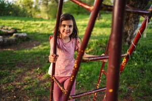 Playing joyfully in a sunny park on a warm spring afternoon photo