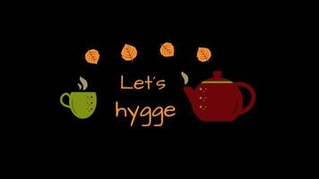 Animated Autumn Title with text Lets hygge on alpha channel, has In and Out animation video