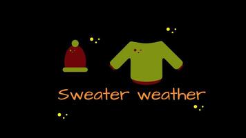 animerad höst titel med text Tröja väder på alfa kanal, har i och ut animering video