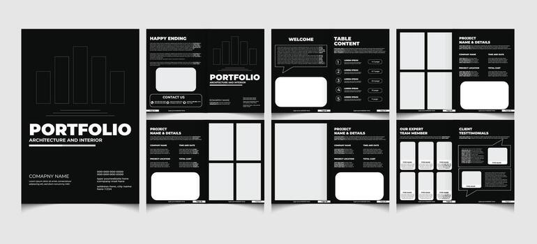 Multipurpose company architecture or interior portfolio template design with a4 size. vector