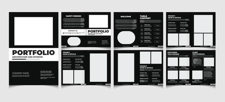 Multipurpose Architecture or interior portfolio template design with a4 size. vector