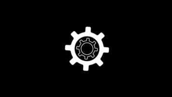 Animated White Gear Rotating on a Black Background for Technology Engineering or Industrial Themed Projects with Seamless Looping video