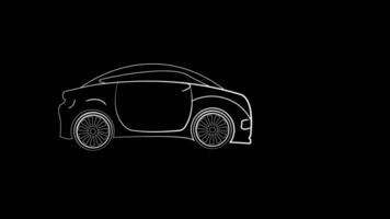 White Car line icon on block background. 4K motion graphic animation video