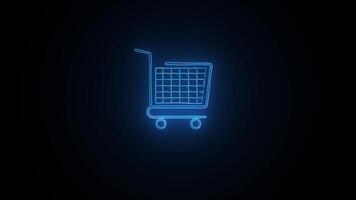 Shopping cart thin line icon, Supermarket shopping trolly outline icon style background. video