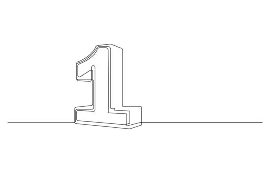 Continuous single line art number vector
