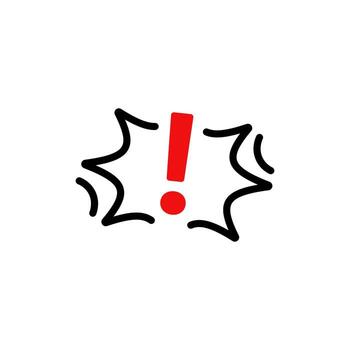 Exclamation mark in comic style design with red dot highlights alert and notification vector