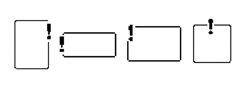 Mosaic pixel design featuring alert symbols in classic retro 8 bit game art style vector