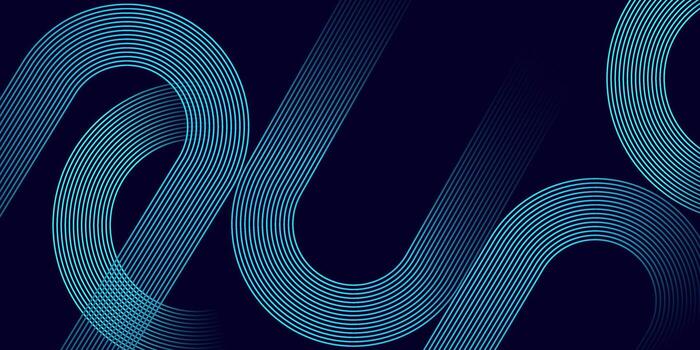 Abstract Blue Curved Line Pattern with Overlapping Rounded Arches on Dark Background for Futuristic Tech Inspired Design vector