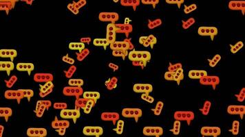 a lot of yellow and red speech bubbles on a black background video