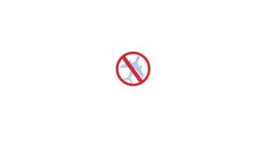 No Fly Sign Icon Animation, Prohibition and Safety Symbol 2D Illustration in 4K video