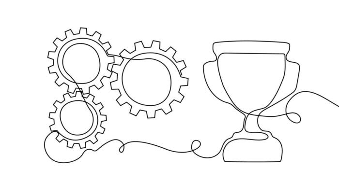 engranaje continuo línea uno Arte diente icono trabajo negocio fábrica rueda. continuo línea engranaje contorno computadora ajuste rueda dentada tecnología bosquejo dibujo Ciencias carrera máquina cerebro antecedentes. vector