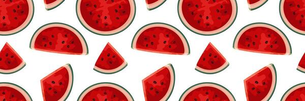 Seamless pattern with watermelon slices. For summer backgrounds, food packaging, fabric prints vector