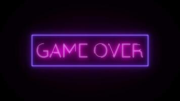 Game Over title with colorful neon lights animation to promote advertising next business concept video