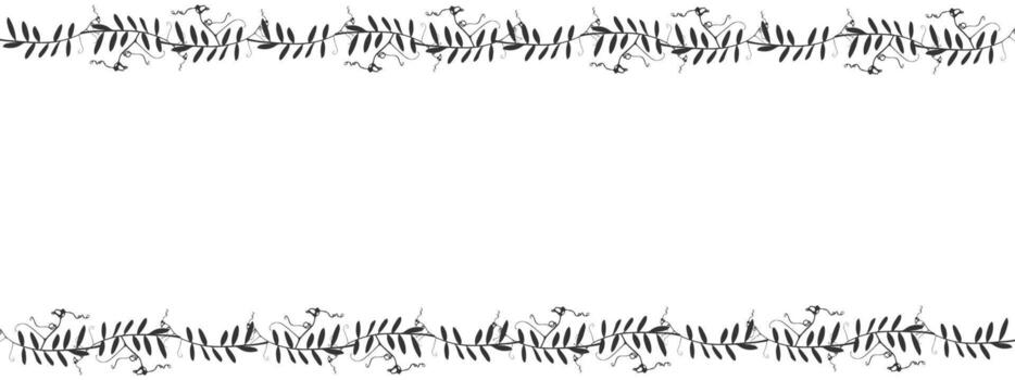 botánico bandera con marco de alpinismo plantas ratón guisante, vacío antecedentes para inserción. negro y blanco. vector