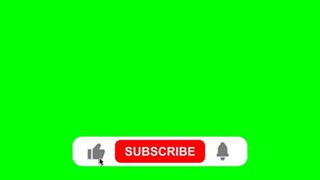 Motion Graphic Design of Like Subscribe Notification Buttons Pressed by Cursor in 4K with Green Screen Chroma Key Background video
