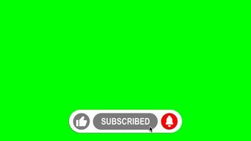 Animated 4K Like Subscribe Notification Button with Cursor Press on Green Screen Chroma Key for Channel Promotion video