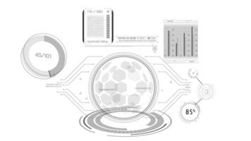 animado interface com hud e infográfico elementos para dados transformação video
