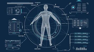 interfaz con animado hud y infografía elementos para datos investigación video