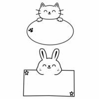 Cute Bunny and Cat Name Tag Labels vector