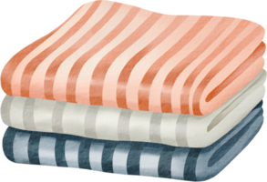 Watercolor striped beach towel illustration png