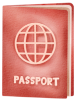 Red Passport Watercolor Travel Icon png