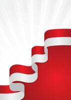 Dynamic Indonesian flag ribbon on white background for impactful patriotic celebrations and designs vector