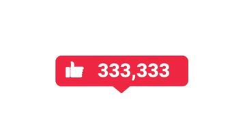 Counting Like Pop Up Animation on White Background, Social Media Like Counter 1 Million Animation video