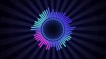circular neón audio espectro visualizador animación con rayos de sol antecedentes video