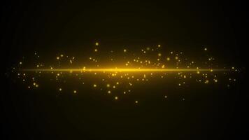 gyllene ljus strimma med gnistrande partiklar animering på mörk bakgrund, sömlös slinga partikel bakgrund video