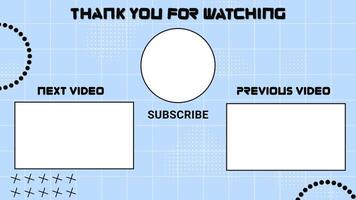 Thank You For Watching End Screen Modern Blue Grid, Outro Template with Halftone Background video