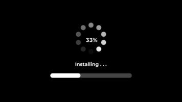 Installation Loading Progress Bar, System Update Percentage Indicator on Black Screen video