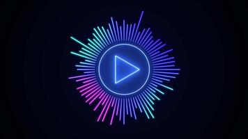 neón música jugar botón con circular audio visualizador animación video