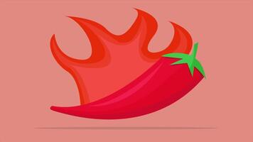 Motion graphic of chili pepper with fire. Spicy chili peppers. video