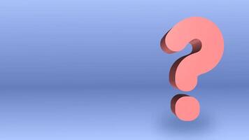 3d animering med roterande röd fråga mark på blå bakgrund. kopia Plats. 4k horisontell video