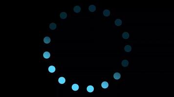 Loading dot circle icon animation on black background video