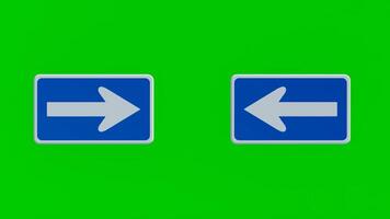 Two blue arrows pointing in different directions on a green screen video