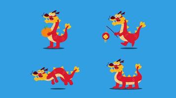 Chinese Red Dragon Cartoon Character video