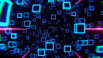 cyan und Rosa Bewegung im das fließen von Neon- Würfel Hintergrund vj Schleife im 4k video