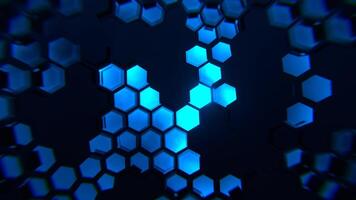 Blue Cyber Abstraction with Hexagons Background VJ Loop in 4K video