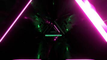 Green and Pink Flashing Triangular Neon Corridor Background VJ Loop in 4K video