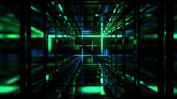 cian y verde cuadrado fantasía túnel con neón movimiento en marco antecedentes vj lazo en 4k video