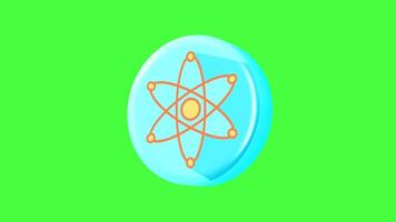 animated 3D atom symbol, rendered with an extrude effect on a green screen, video
