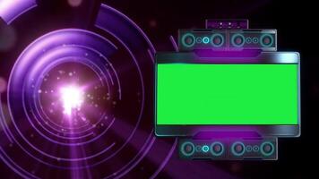Abstract futuristic design with purple circles and geometric shapes with green screen frame animation background video