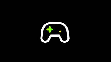 game controller icon line green, red, and yellow button video