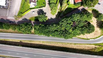 Aerial view of a road and a highway video